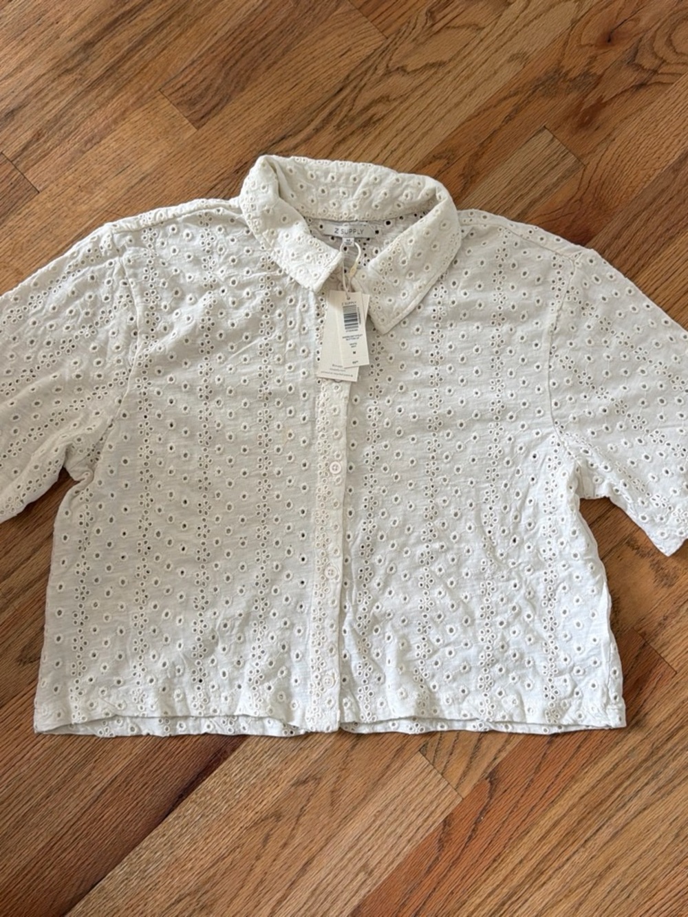 ZSupply Eyelet Button-Front Crop Shirt